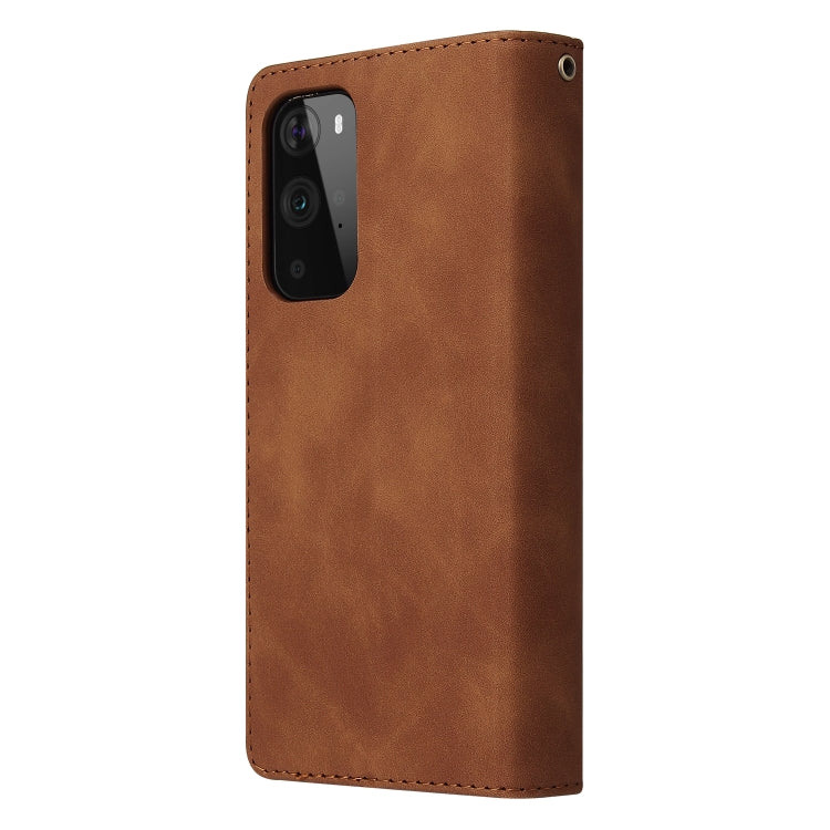 For OnePlus 9 Pro Multifunctional Frosted Zipper Wallet Leather Phone Case