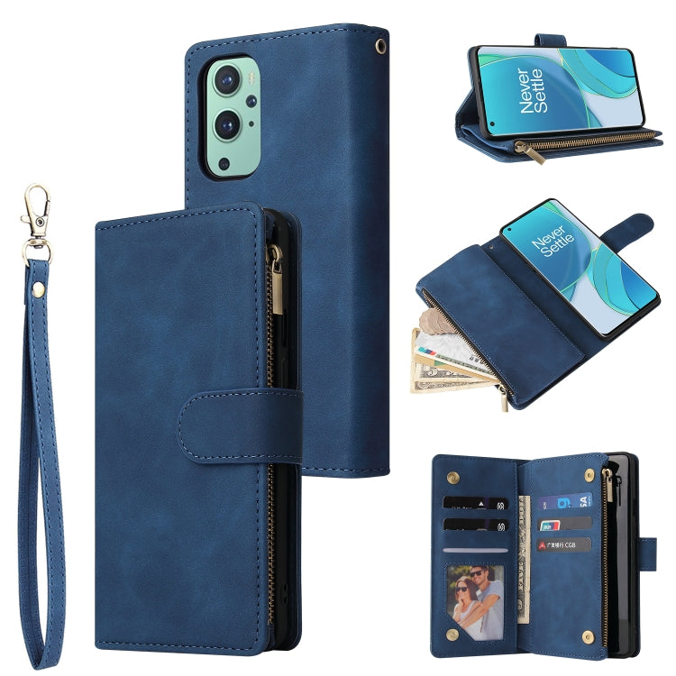 For OnePlus 9 Multifunctional Frosted Zipper Wallet Leather Phone Case