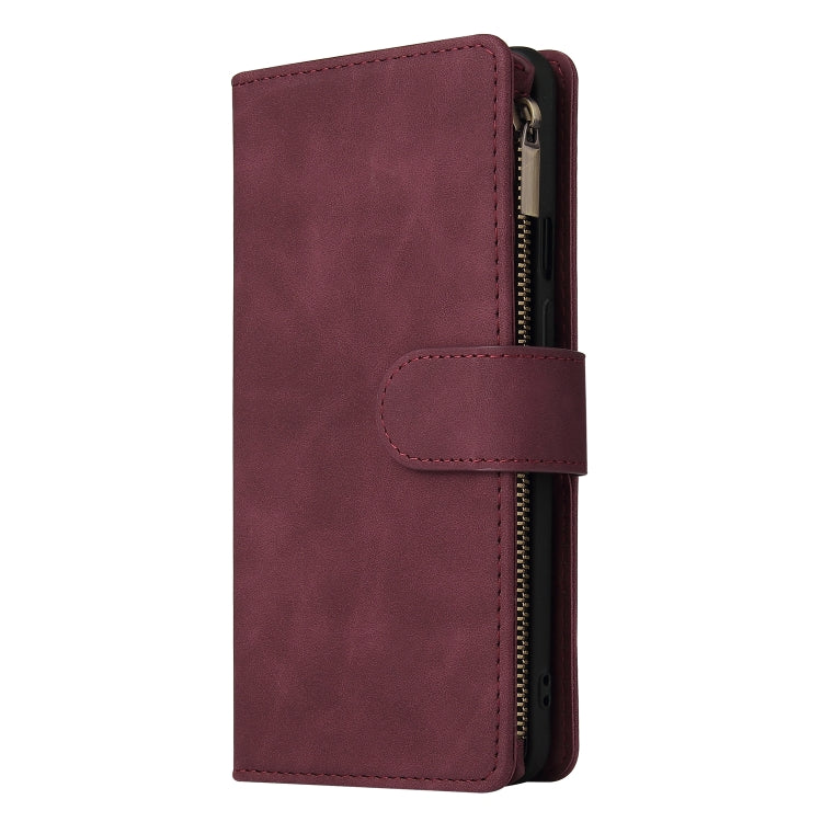 For OnePlus 9 Multifunctional Frosted Zipper Wallet Leather Phone Case