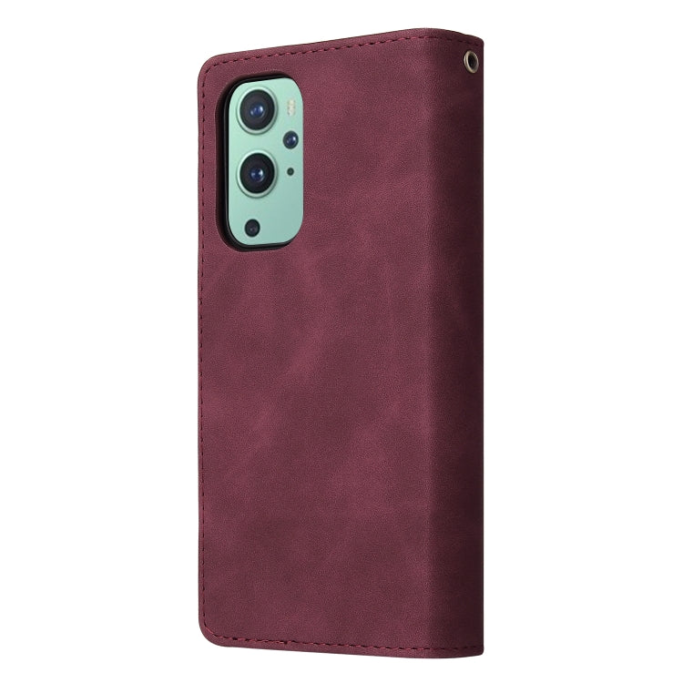 For OnePlus 9 Multifunctional Frosted Zipper Wallet Leather Phone Case