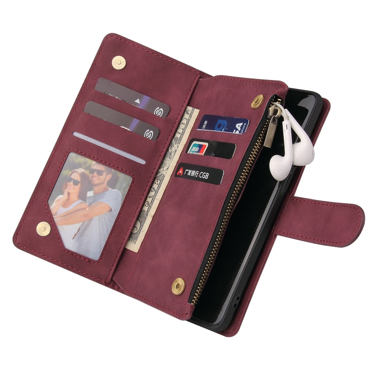 For OnePlus 9 Multifunctional Frosted Zipper Wallet Leather Phone Case