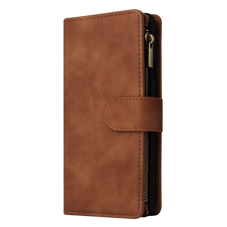 For OnePlus 9 Multifunctional Frosted Zipper Wallet Leather Phone Case
