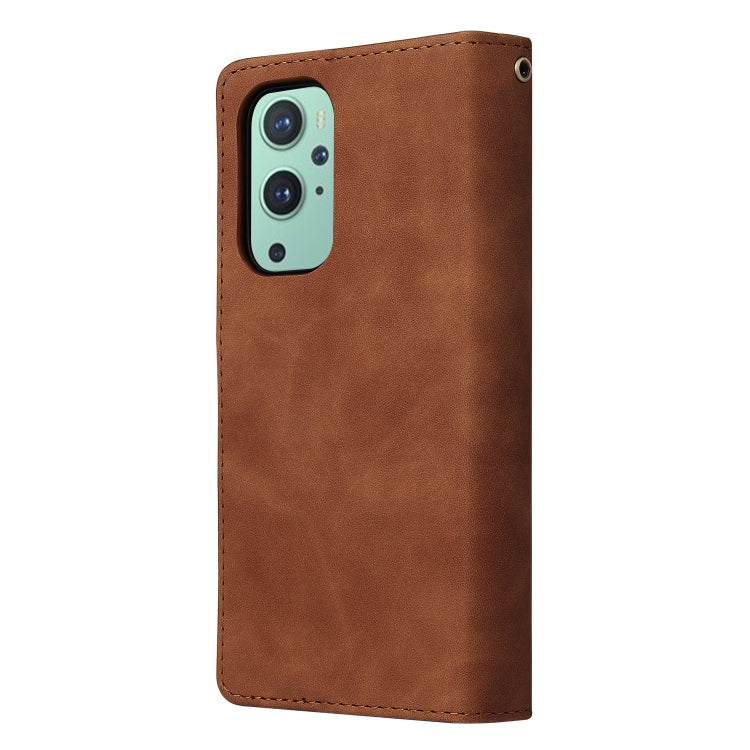 For OnePlus 9 Multifunctional Frosted Zipper Wallet Leather Phone Case