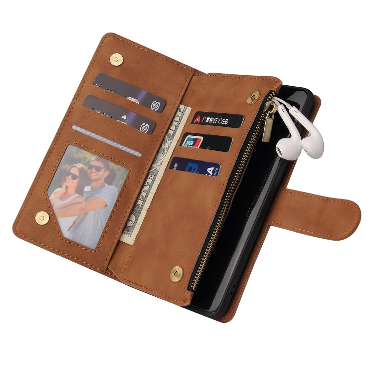 For OnePlus 9 Multifunctional Frosted Zipper Wallet Leather Phone Case
