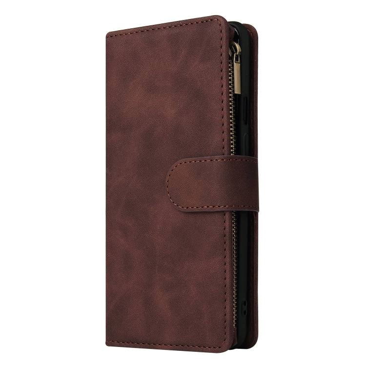 For OnePlus 9 Multifunctional Frosted Zipper Wallet Leather Phone Case