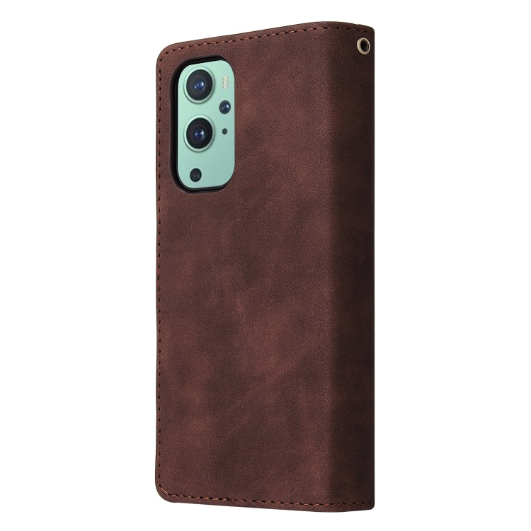 For OnePlus 9 Multifunctional Frosted Zipper Wallet Leather Phone Case