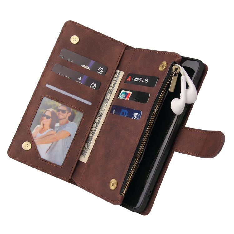 For OnePlus 9 Multifunctional Frosted Zipper Wallet Leather Phone Case