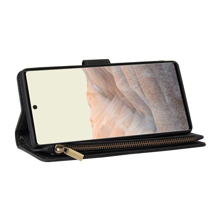 For Google Pixel 6 Pro Multifunctional Frosted Zipper Wallet Leather Phone Case