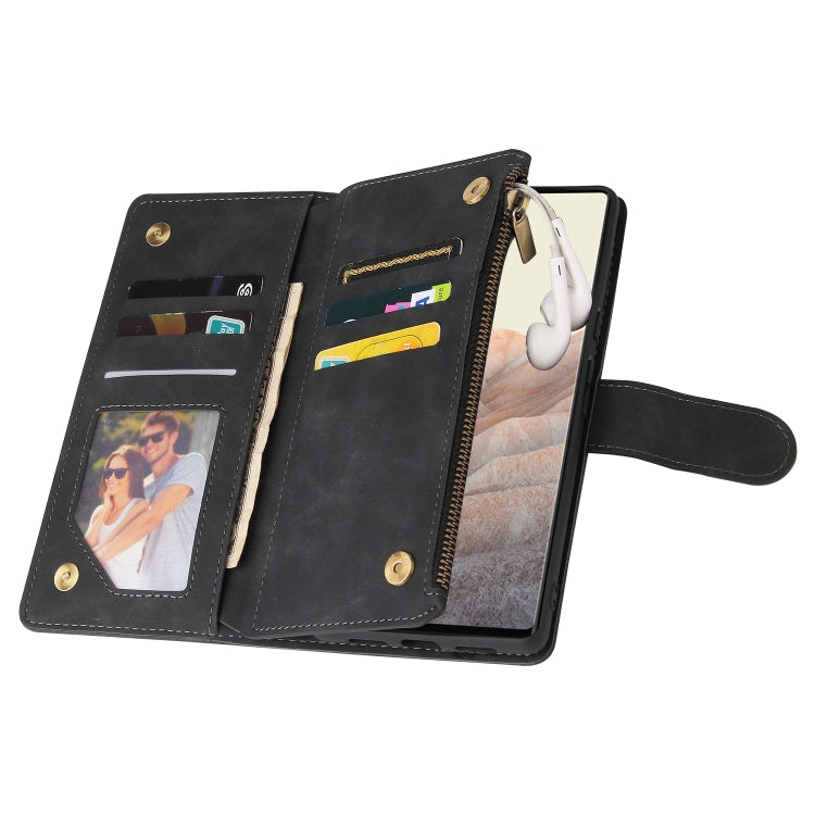 For Google Pixel 6 Pro Multifunctional Frosted Zipper Wallet Leather Phone Case