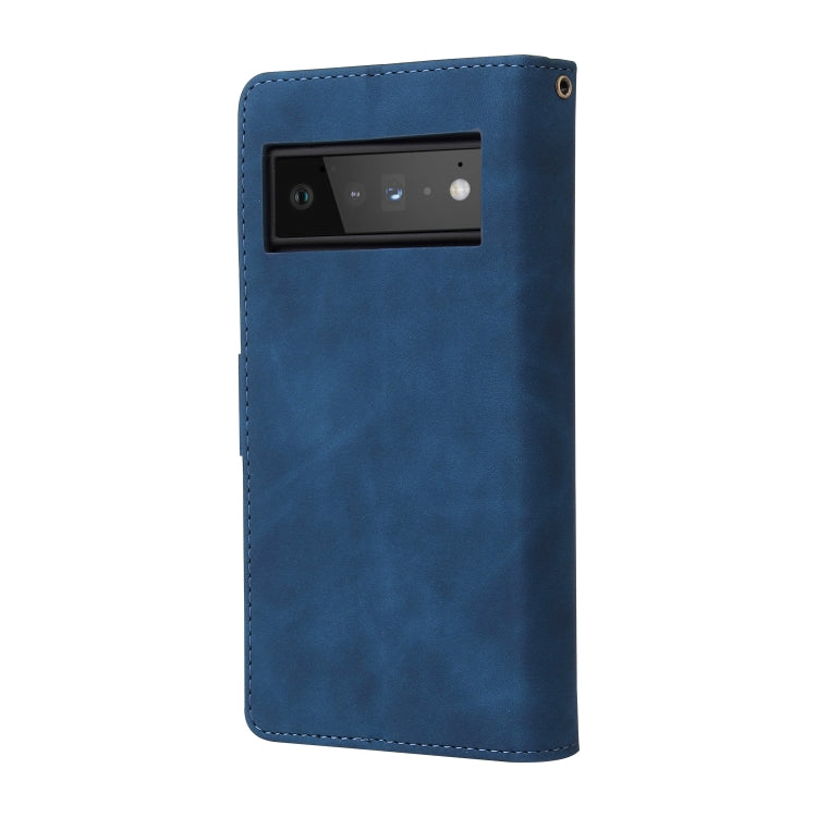 For Google Pixel 6 Pro Multifunctional Frosted Zipper Wallet Leather Phone Case