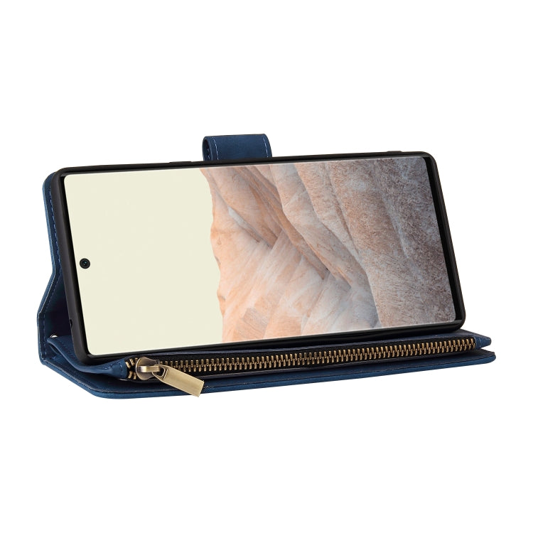 For Google Pixel 6 Pro Multifunctional Frosted Zipper Wallet Leather Phone Case
