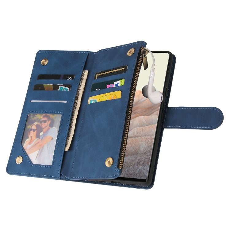 For Google Pixel 6 Pro Multifunctional Frosted Zipper Wallet Leather Phone Case