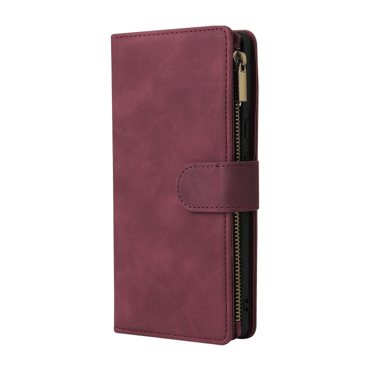 For Google Pixel 6 Pro Multifunctional Frosted Zipper Wallet Leather Phone Case