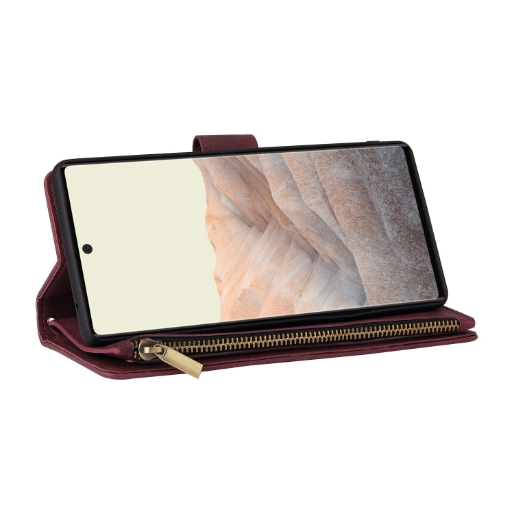 For Google Pixel 6 Pro Multifunctional Frosted Zipper Wallet Leather Phone Case