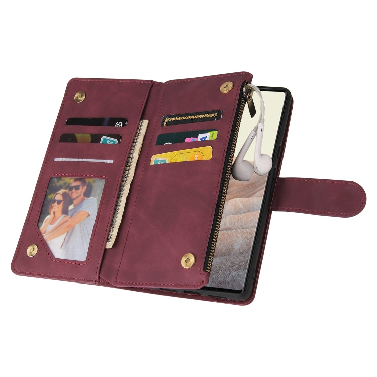 For Google Pixel 6 Pro Multifunctional Frosted Zipper Wallet Leather Phone Case