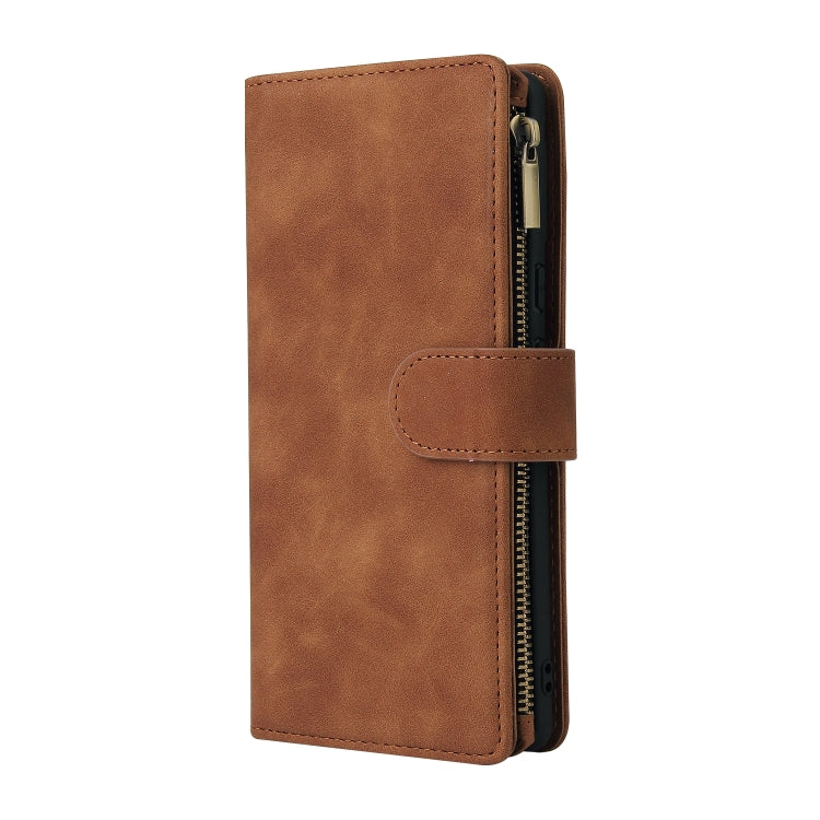 For Google Pixel 6 Pro Multifunctional Frosted Zipper Wallet Leather Phone Case
