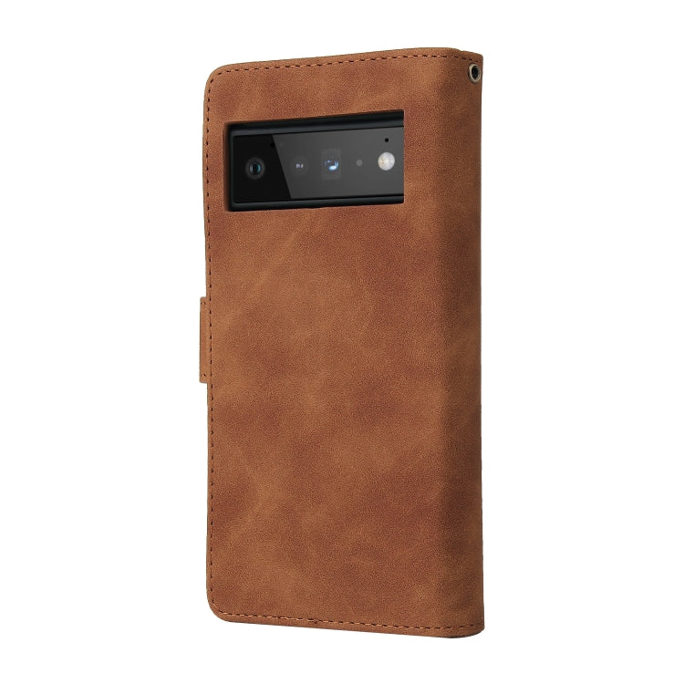 For Google Pixel 6 Pro Multifunctional Frosted Zipper Wallet Leather Phone Case