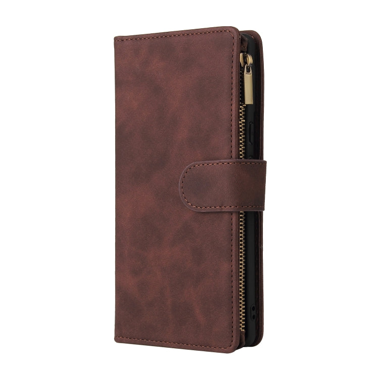 For Google Pixel 6 Pro Multifunctional Frosted Zipper Wallet Leather Phone Case