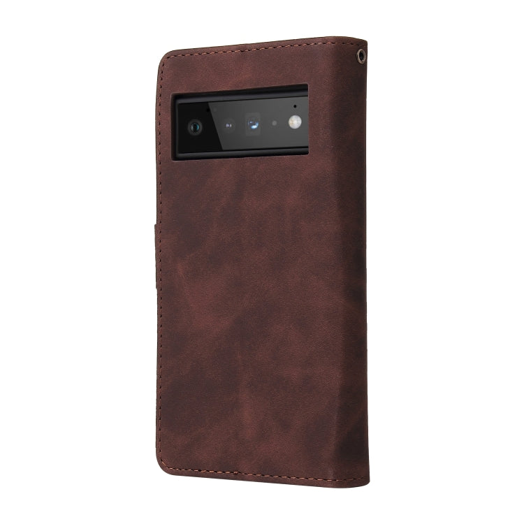 For Google Pixel 6 Pro Multifunctional Frosted Zipper Wallet Leather Phone Case