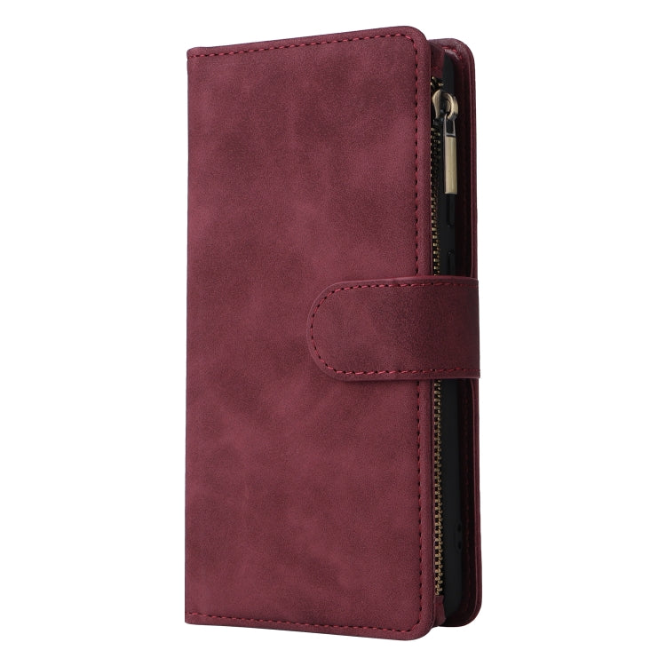 For Google Pixel 6a Multifunctional Frosted Zipper Wallet Leather Phone Case