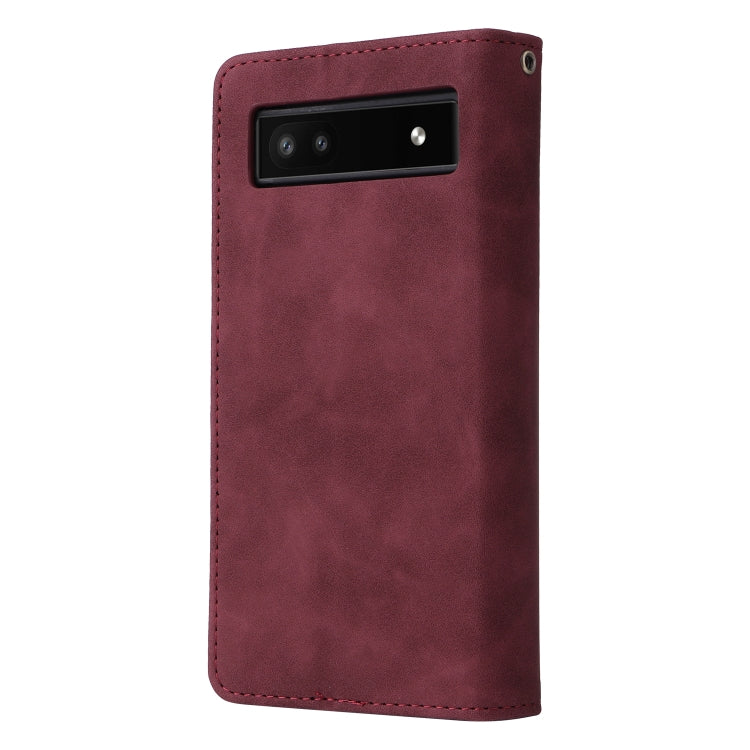 For Google Pixel 6a Multifunctional Frosted Zipper Wallet Leather Phone Case