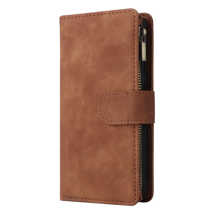 For Google Pixel 6a Multifunctional Frosted Zipper Wallet Leather Phone Case