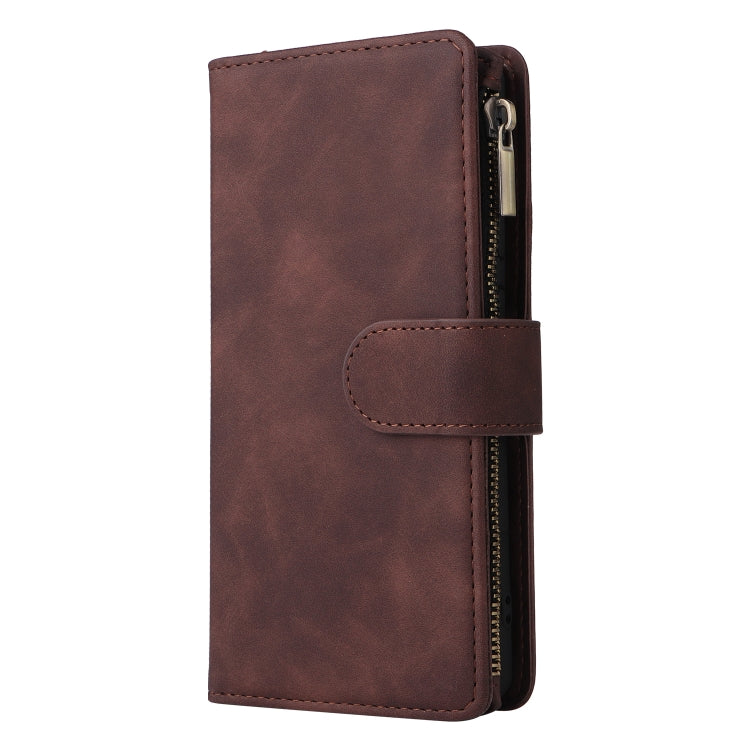 For Google Pixel 6a Multifunctional Frosted Zipper Wallet Leather Phone Case