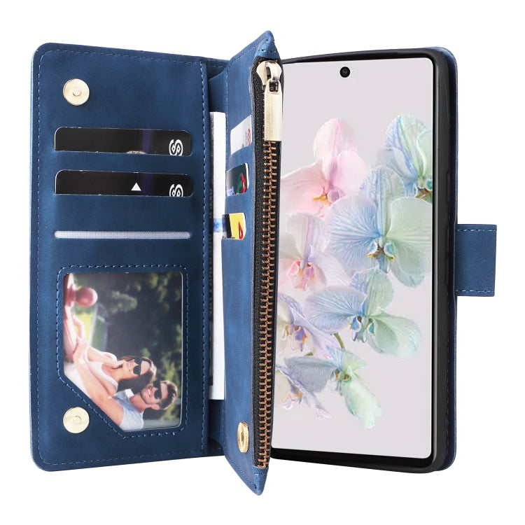 For Google Pixel 7 5G Multifunctional Frosted Zipper Wallet Leather Phone Case