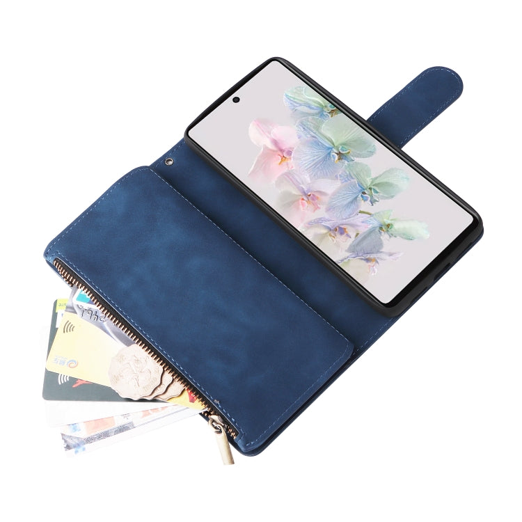 For Google Pixel 7 5G Multifunctional Frosted Zipper Wallet Leather Phone Case
