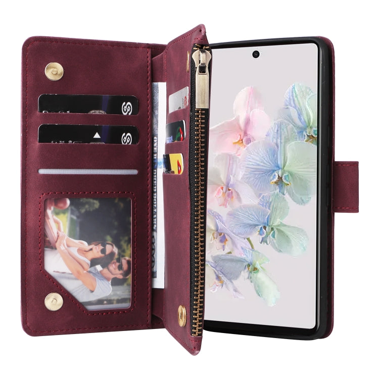 For Google Pixel 7 5G Multifunctional Frosted Zipper Wallet Leather Phone Case