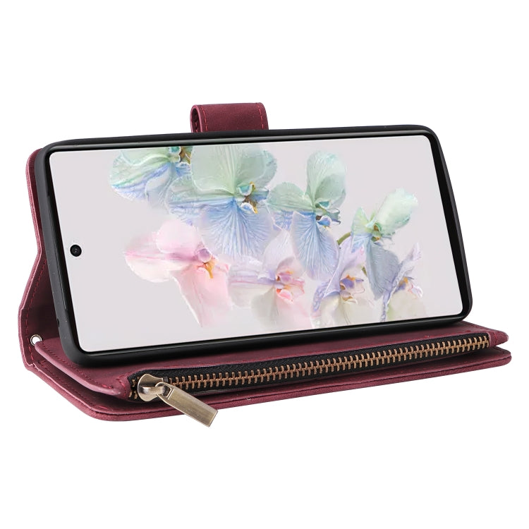 For Google Pixel 7 5G Multifunctional Frosted Zipper Wallet Leather Phone Case