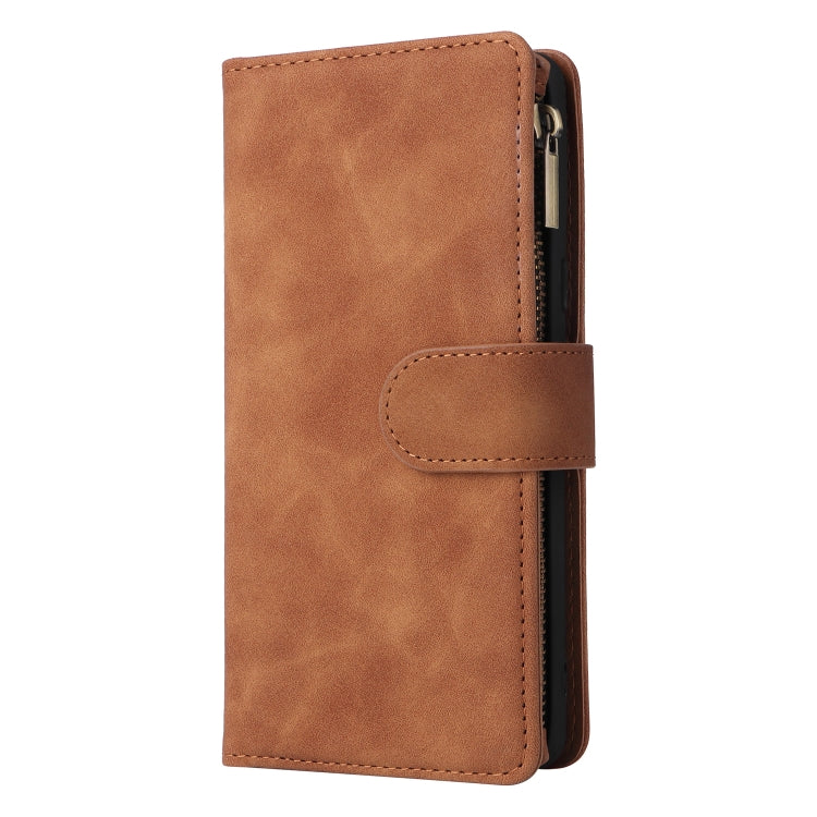 For Google Pixel 7 5G Multifunctional Frosted Zipper Wallet Leather Phone Case