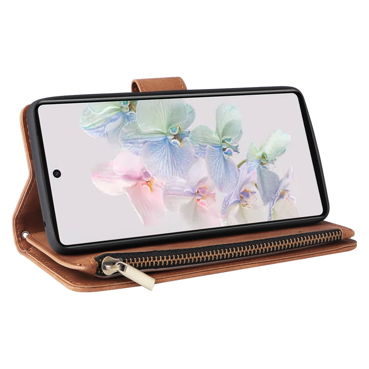 For Google Pixel 7 5G Multifunctional Frosted Zipper Wallet Leather Phone Case