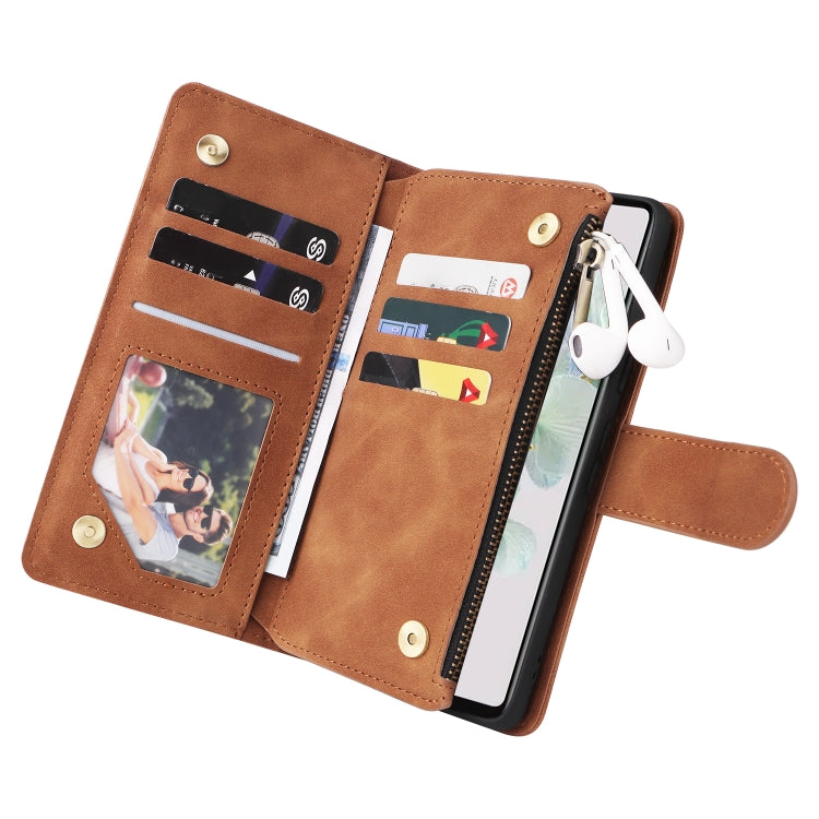 For Google Pixel 7 5G Multifunctional Frosted Zipper Wallet Leather Phone Case