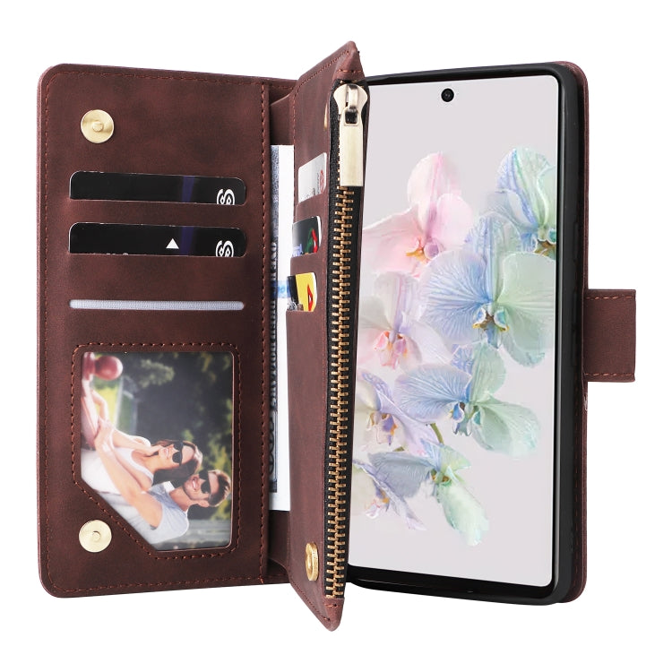 For Google Pixel 7 5G Multifunctional Frosted Zipper Wallet Leather Phone Case