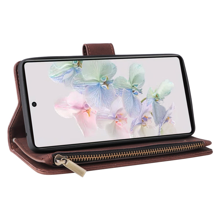 For Google Pixel 7 5G Multifunctional Frosted Zipper Wallet Leather Phone Case