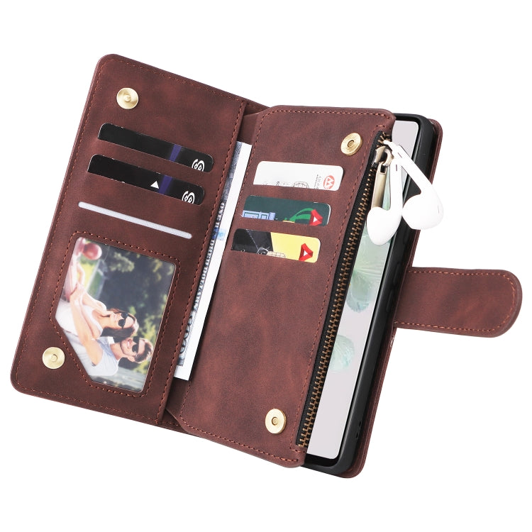 For Google Pixel 7 5G Multifunctional Frosted Zipper Wallet Leather Phone Case