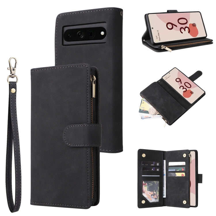 For Google Pixel 7 Pro 5G Multifunctional Frosted Zipper Wallet Leather Phone Case
