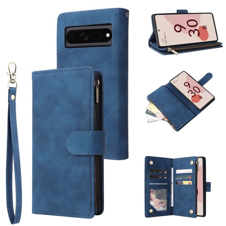 For Google Pixel 7 Pro 5G Multifunctional Frosted Zipper Wallet Leather Phone Case