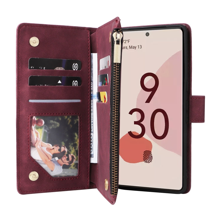 For Google Pixel 7 Pro 5G Multifunctional Frosted Zipper Wallet Leather Phone Case