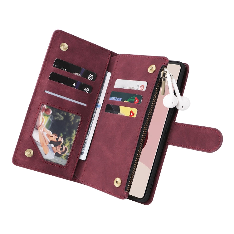 For Google Pixel 7 Pro 5G Multifunctional Frosted Zipper Wallet Leather Phone Case