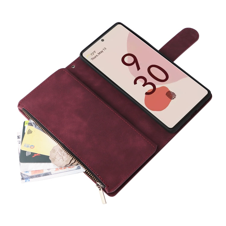 For Google Pixel 7 Pro 5G Multifunctional Frosted Zipper Wallet Leather Phone Case