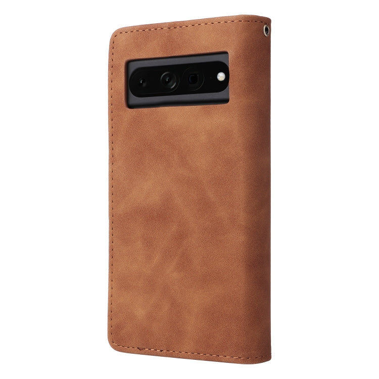 For Google Pixel 7 Pro 5G Multifunctional Frosted Zipper Wallet Leather Phone Case