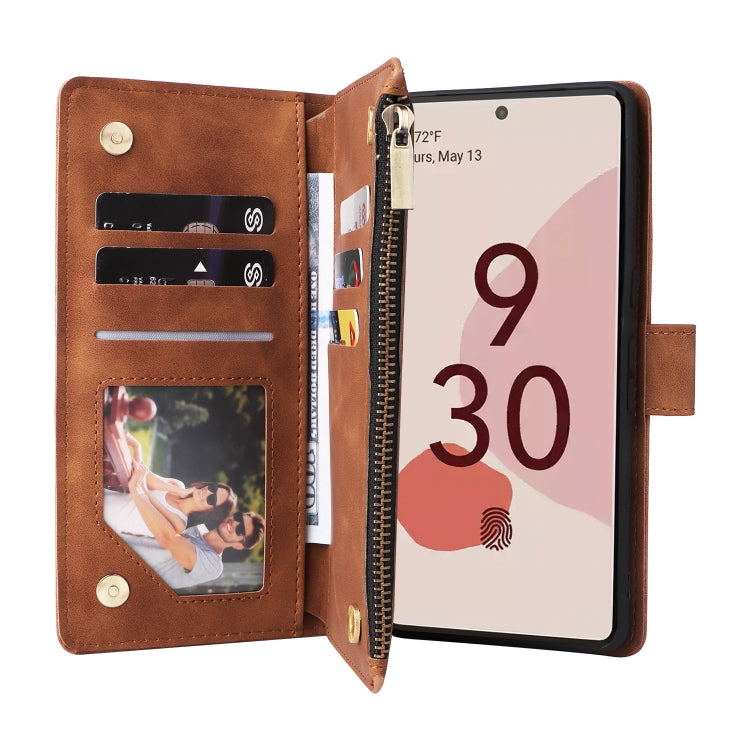 For Google Pixel 7 Pro 5G Multifunctional Frosted Zipper Wallet Leather Phone Case