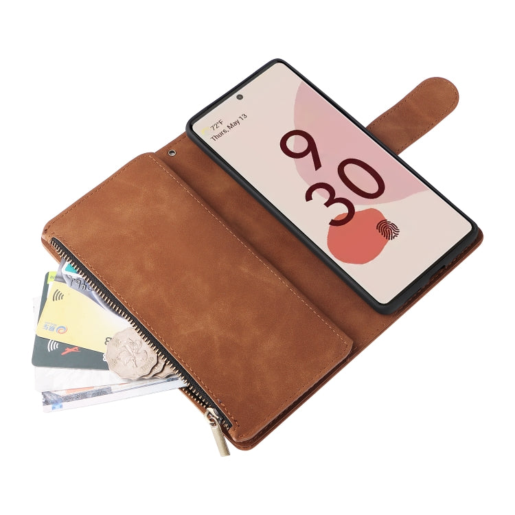 For Google Pixel 7 Pro 5G Multifunctional Frosted Zipper Wallet Leather Phone Case