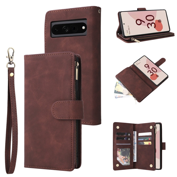 For Google Pixel 7 Pro 5G Multifunctional Frosted Zipper Wallet Leather Phone Case