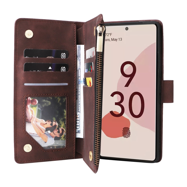 For Google Pixel 7 Pro 5G Multifunctional Frosted Zipper Wallet Leather Phone Case