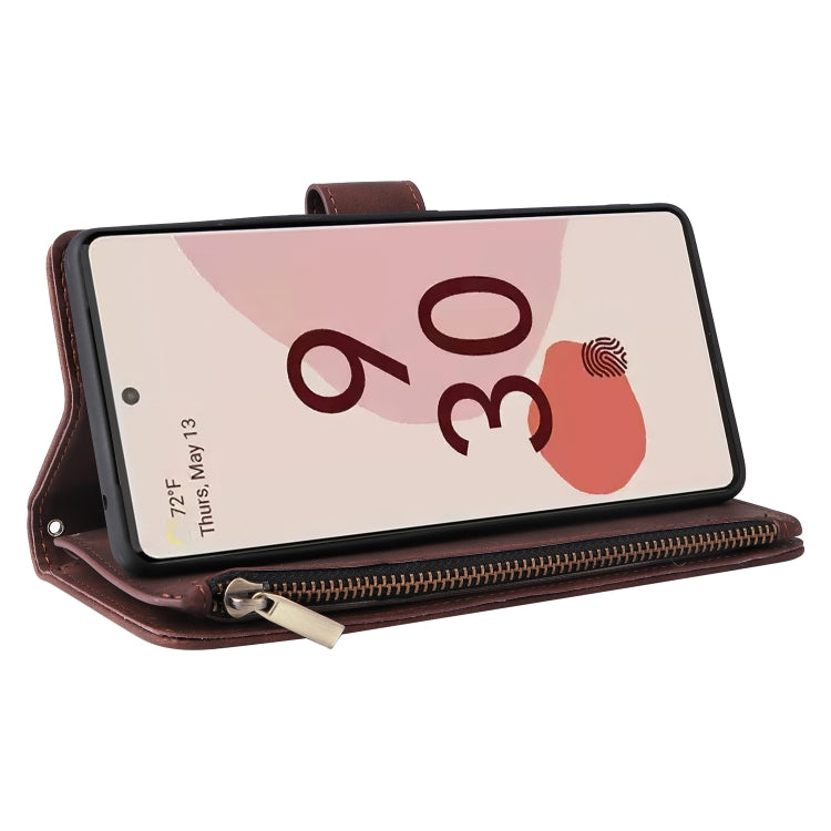 For Google Pixel 7 Pro 5G Multifunctional Frosted Zipper Wallet Leather Phone Case