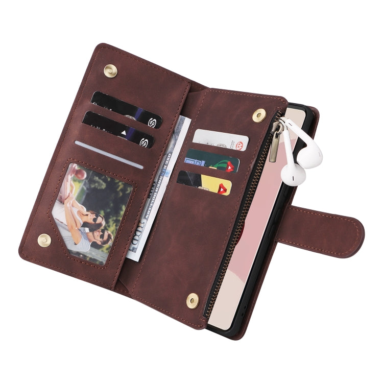 For Google Pixel 7 Pro 5G Multifunctional Frosted Zipper Wallet Leather Phone Case