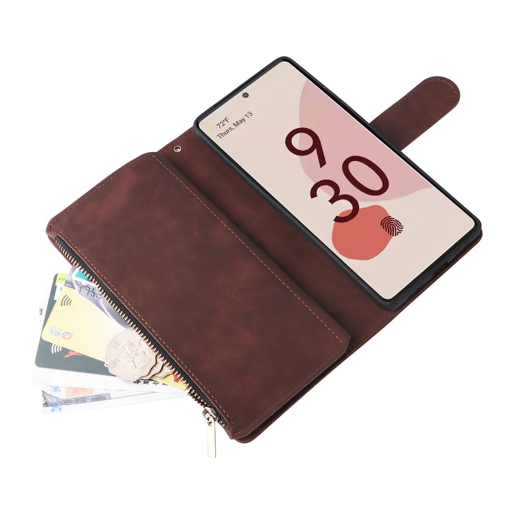 For Google Pixel 7 Pro 5G Multifunctional Frosted Zipper Wallet Leather Phone Case